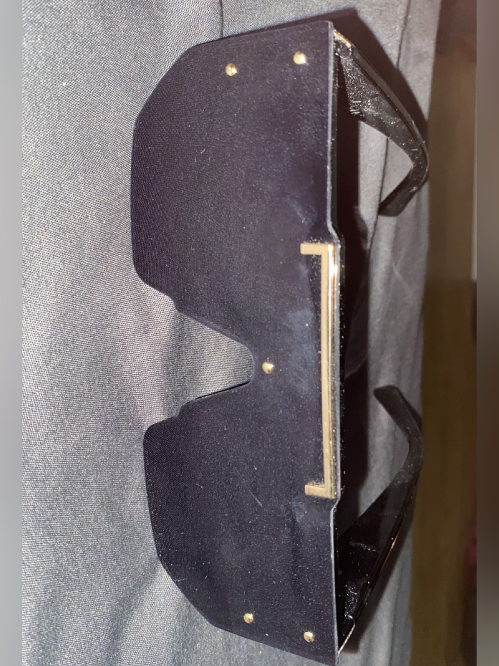 Versace Black Shield Sunglasses with Gold Trim